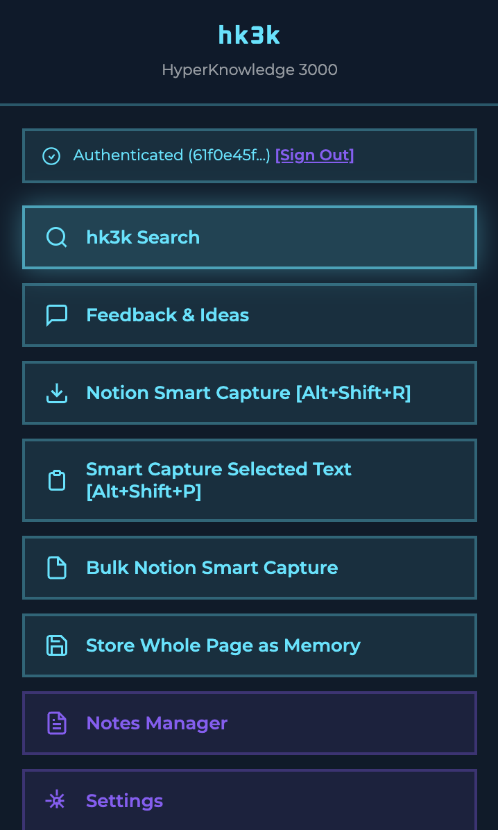 Extension popup when logged in