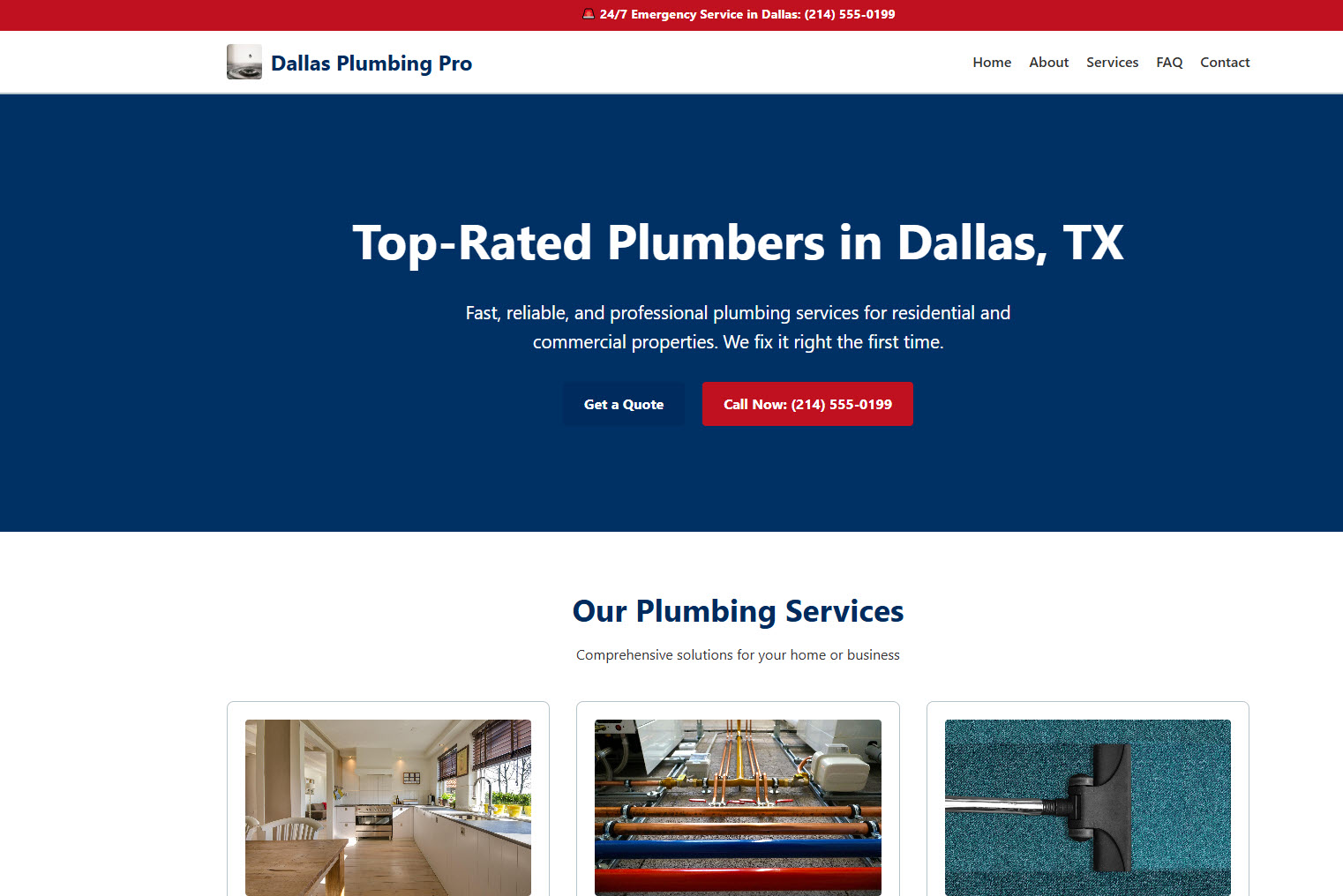 A complete plumbing business website built in one conversation